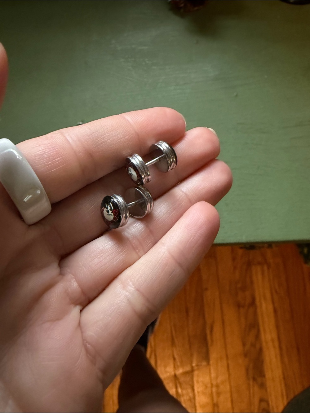 Spencer's Silver Tone Floral Disc Plug Earrings